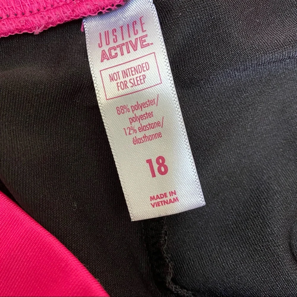 Justice Soccer Leggings Pink and Black
